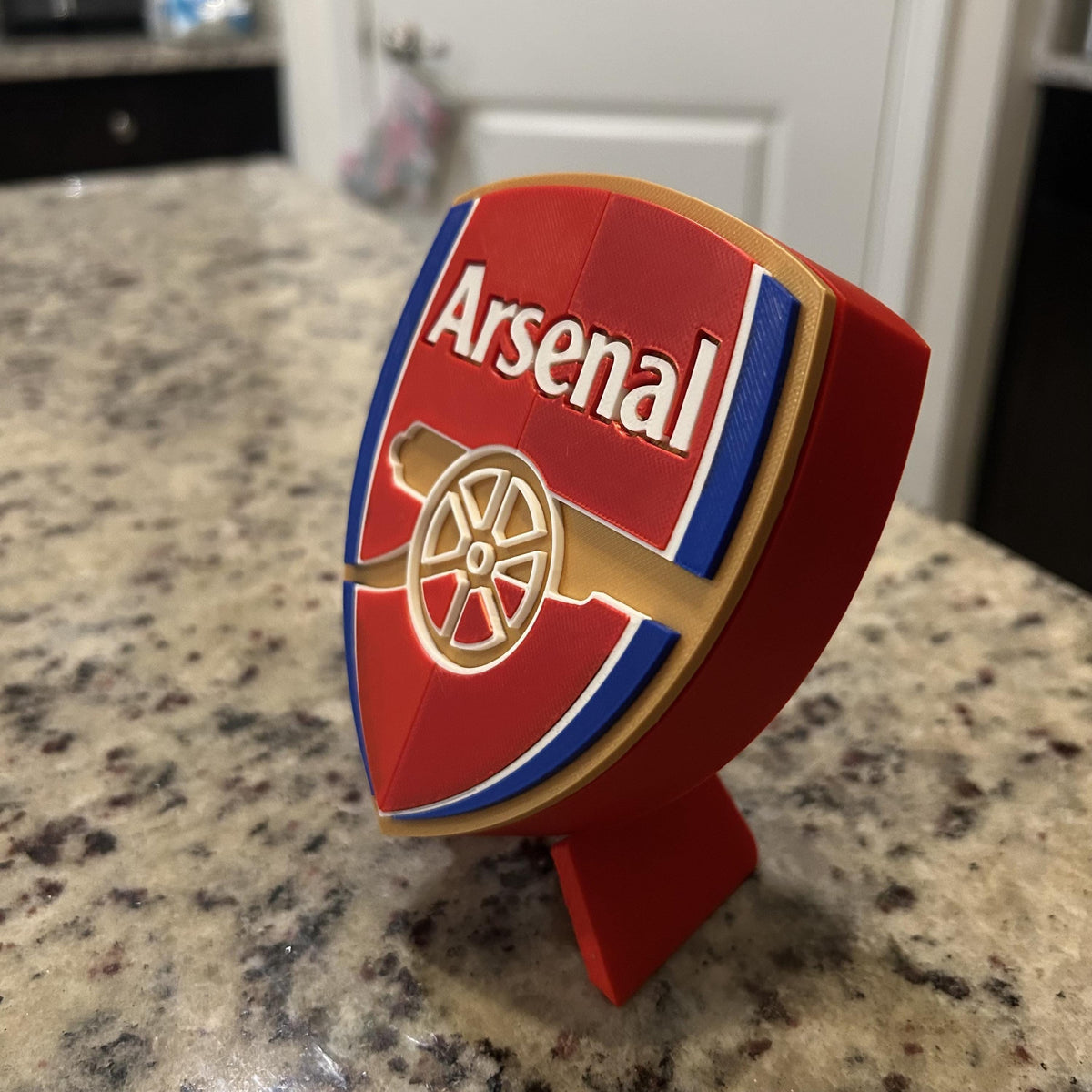 3D Printed Arsenal Crest Display with Stand; 3D printed fan gift, made in USA