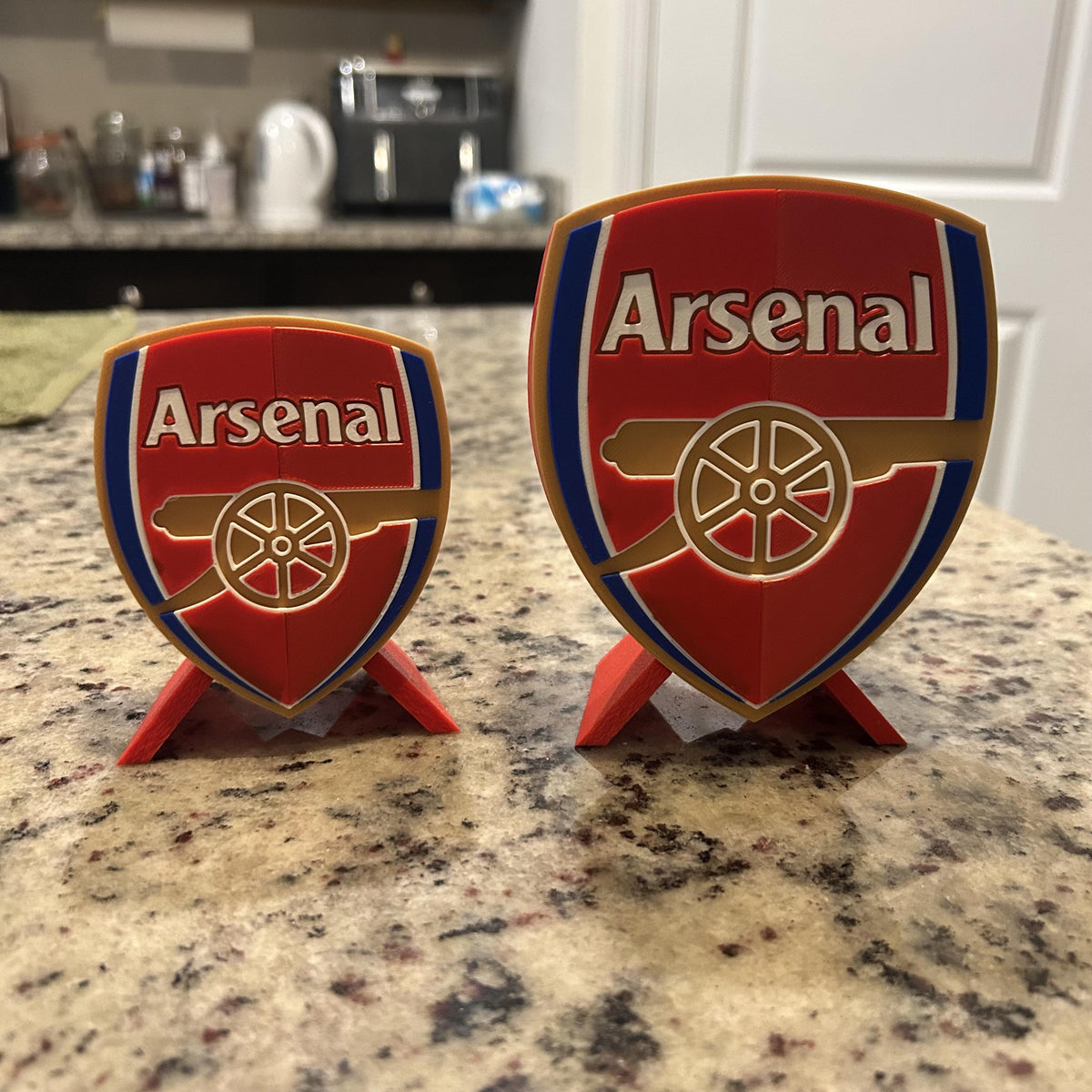 3D Printed Arsenal Crest Display with Stand; 3D printed fan gift, made in USA