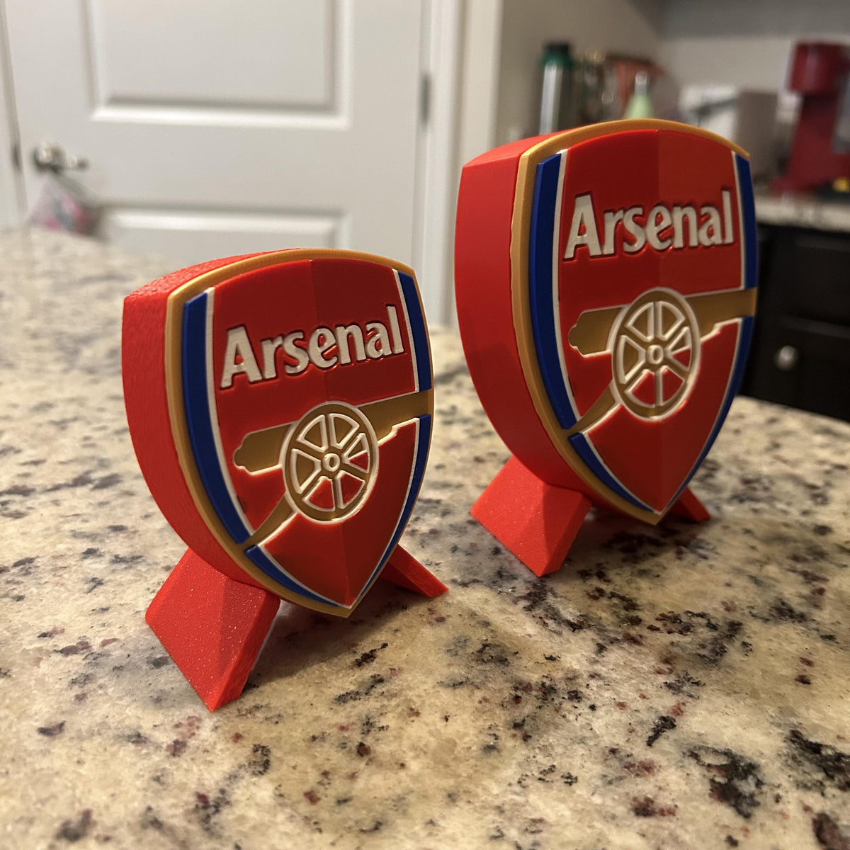 3D Printed Arsenal Crest Display with Stand; 3D printed fan gift, made in USA