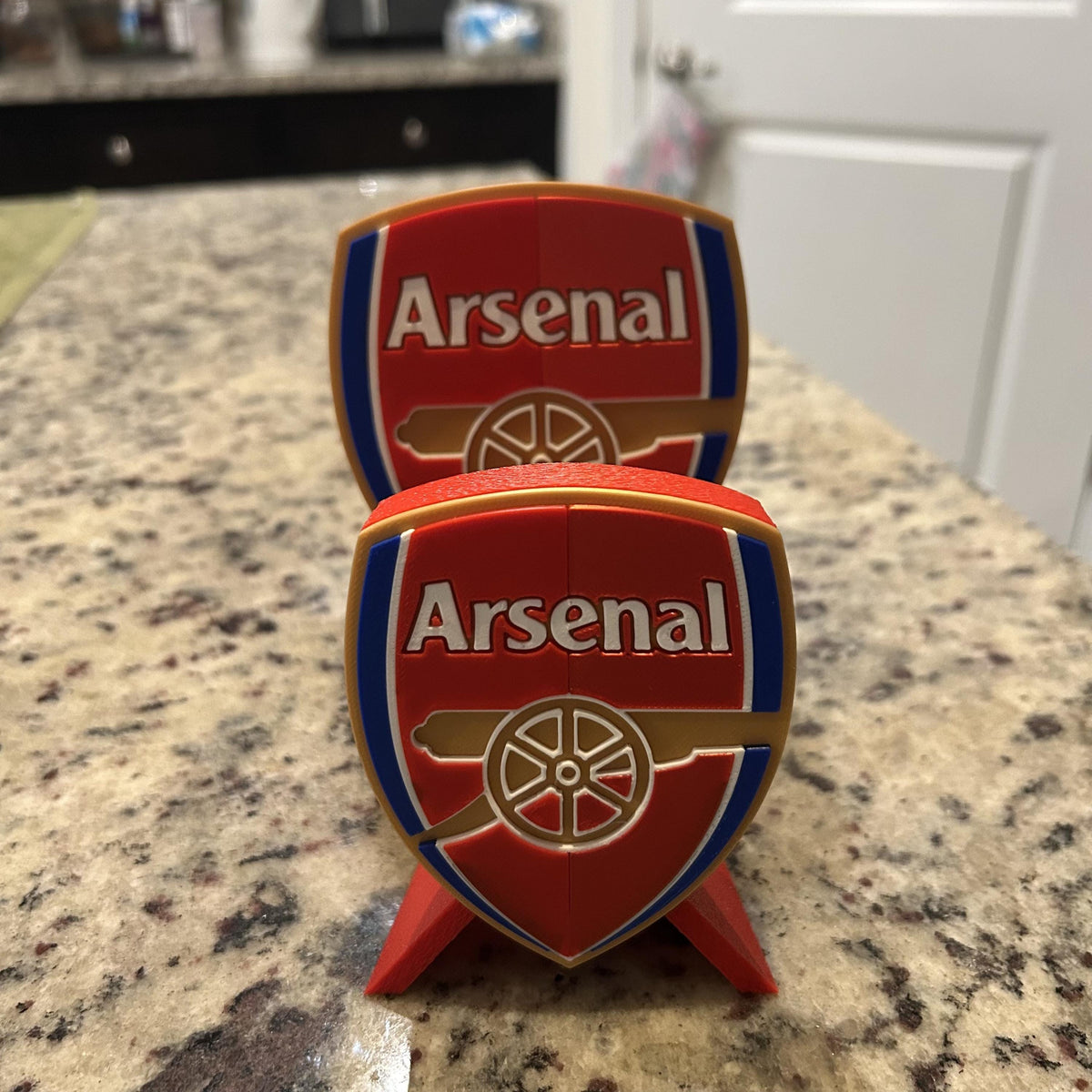 3D Printed Arsenal Crest Display with Stand; 3D printed fan gift, made in USA