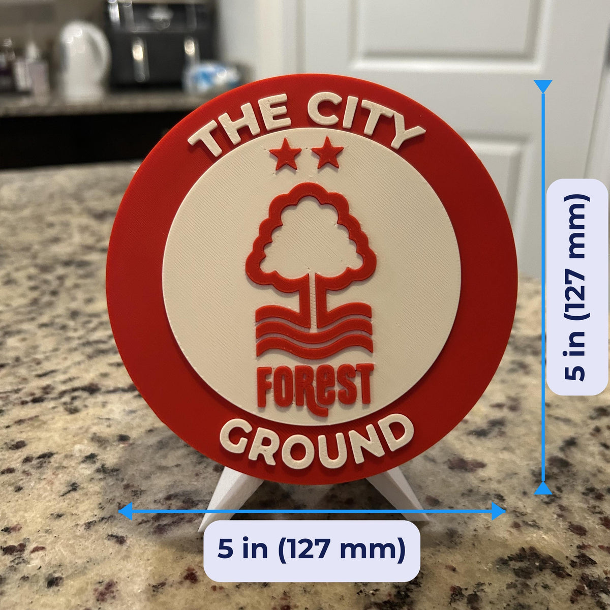 Nottingham Forest Personalized Roundel Display & Stash Box with stand; 3D printed fan gift, made in USA