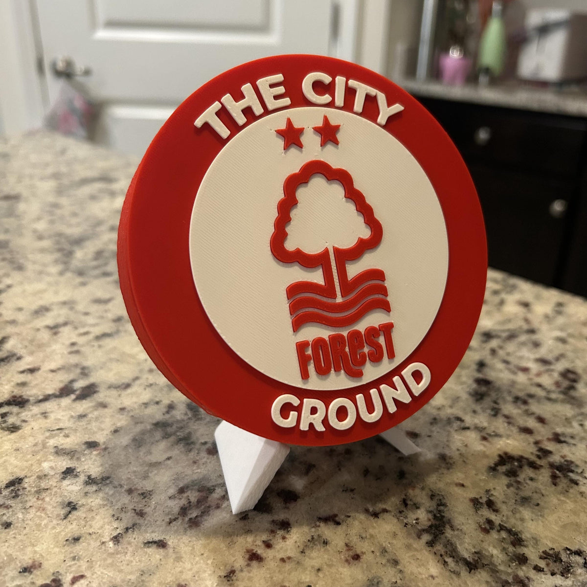 Nottingham Forest Personalized Roundel Display & Stash Box with stand; 3D printed fan gift, made in USA