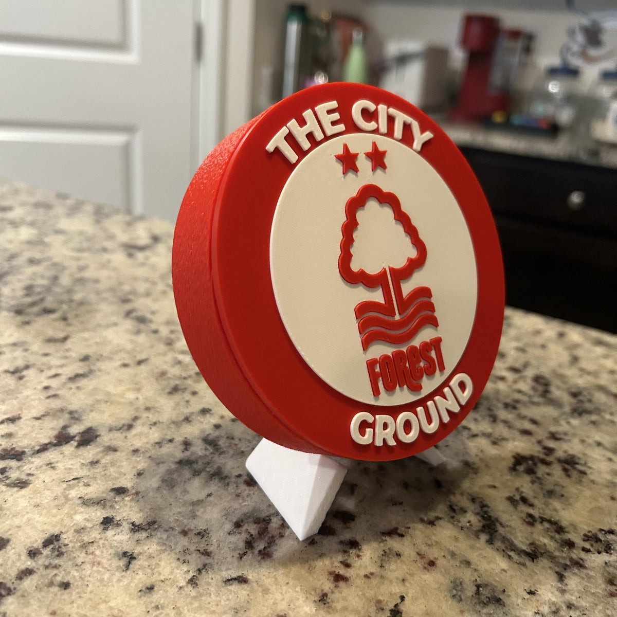 Nottingham Forest Personalized Roundel Display & Stash Box with stand; 3D printed fan gift, made in USA