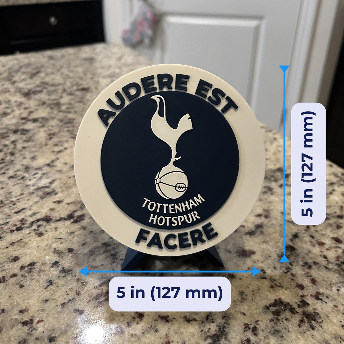 Tottenham Hotspur Personalized Roundel Display & Stash Box with stand; 3D printed fan gift, made in USA