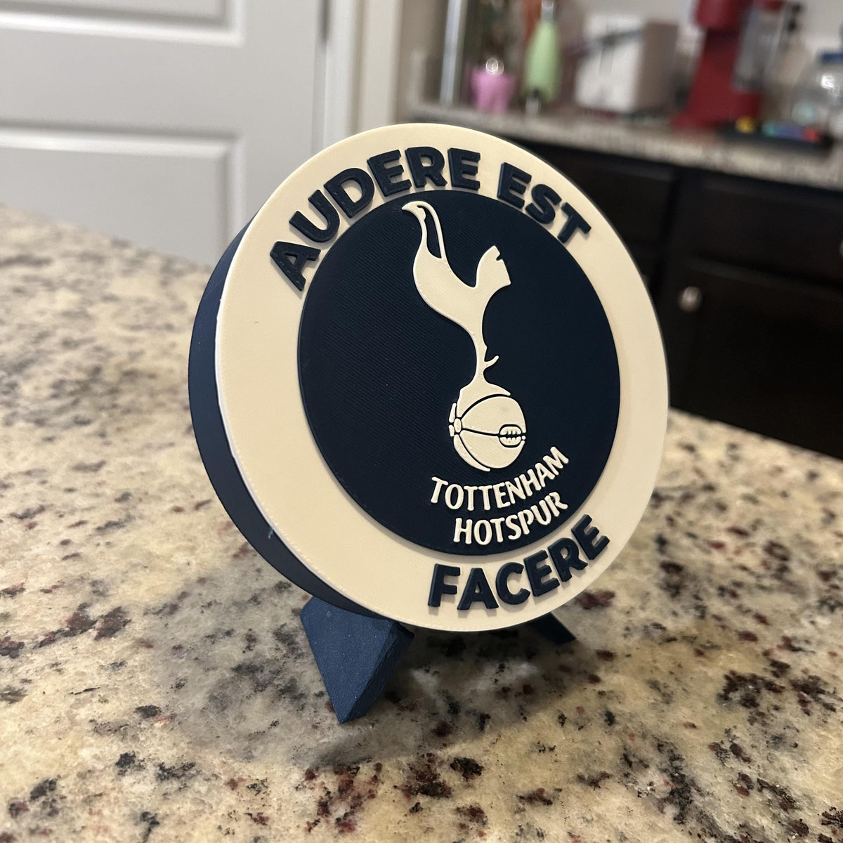 Tottenham Hotspur Personalized Roundel Display & Stash Box with stand; 3D printed fan gift, made in USA