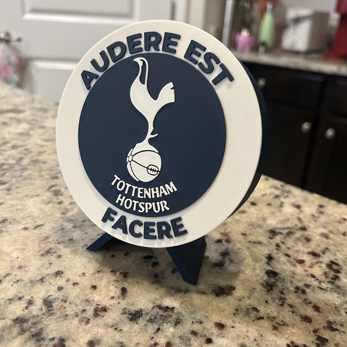 Tottenham Hotspur Personalized Roundel Display & Stash Box with stand; 3D printed fan gift, made in USA