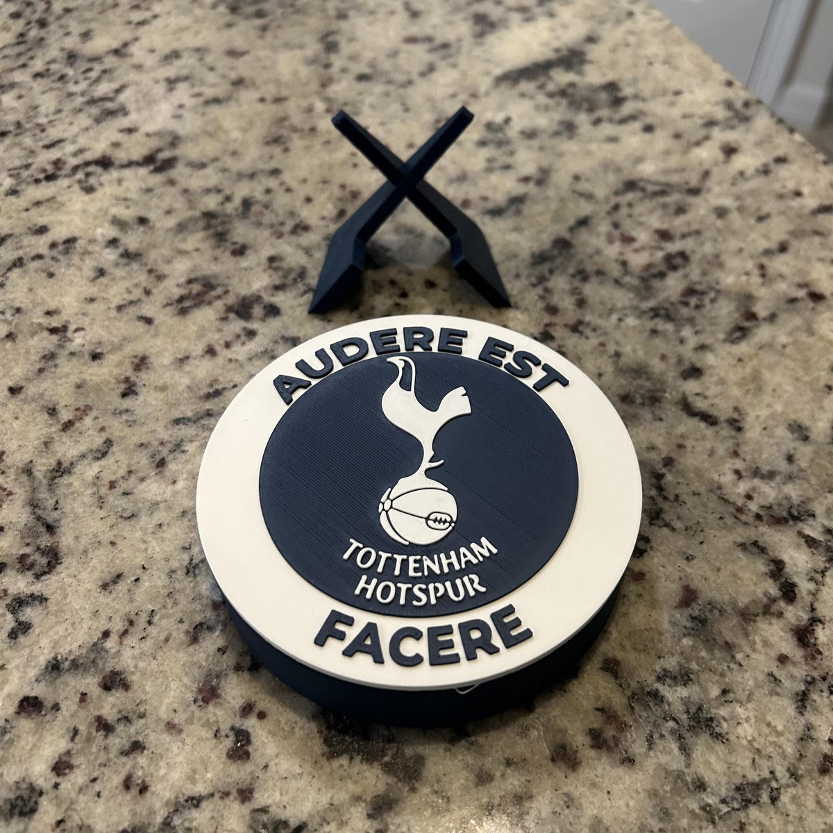 Tottenham Hotspur Personalized Roundel Display & Stash Box with stand; 3D printed fan gift, made in USA