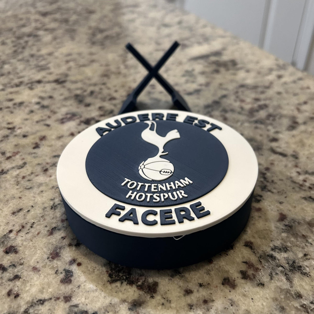 Tottenham Hotspur Personalized Roundel Display & Stash Box with stand; 3D printed fan gift, made in USA