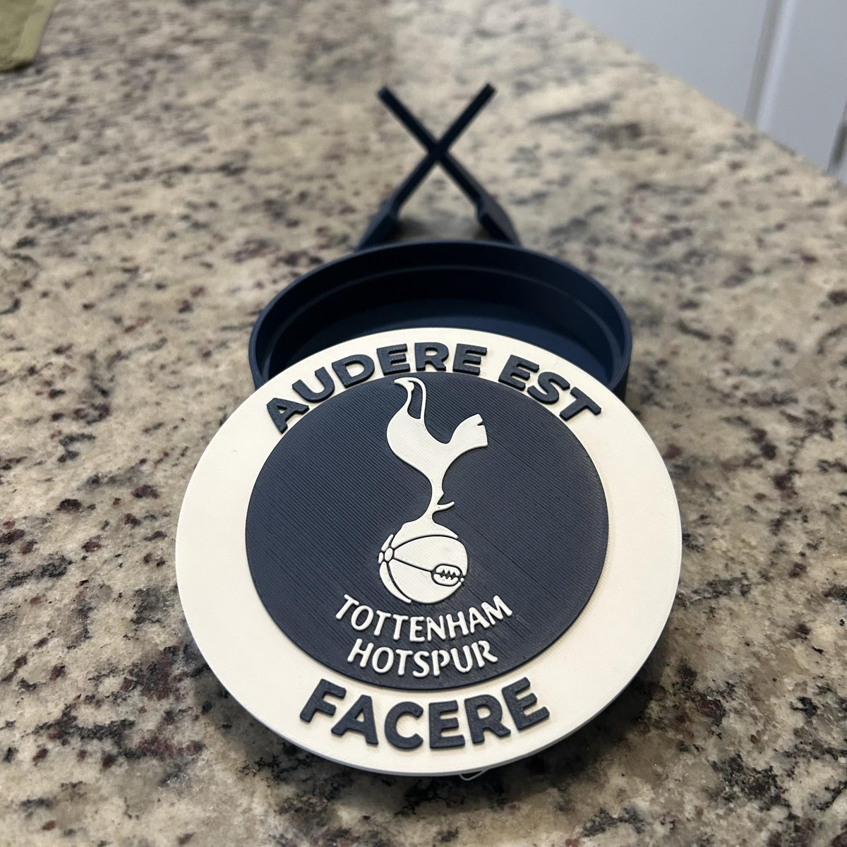 Tottenham Hotspur Personalized Roundel Display & Stash Box with stand; 3D printed fan gift, made in USA