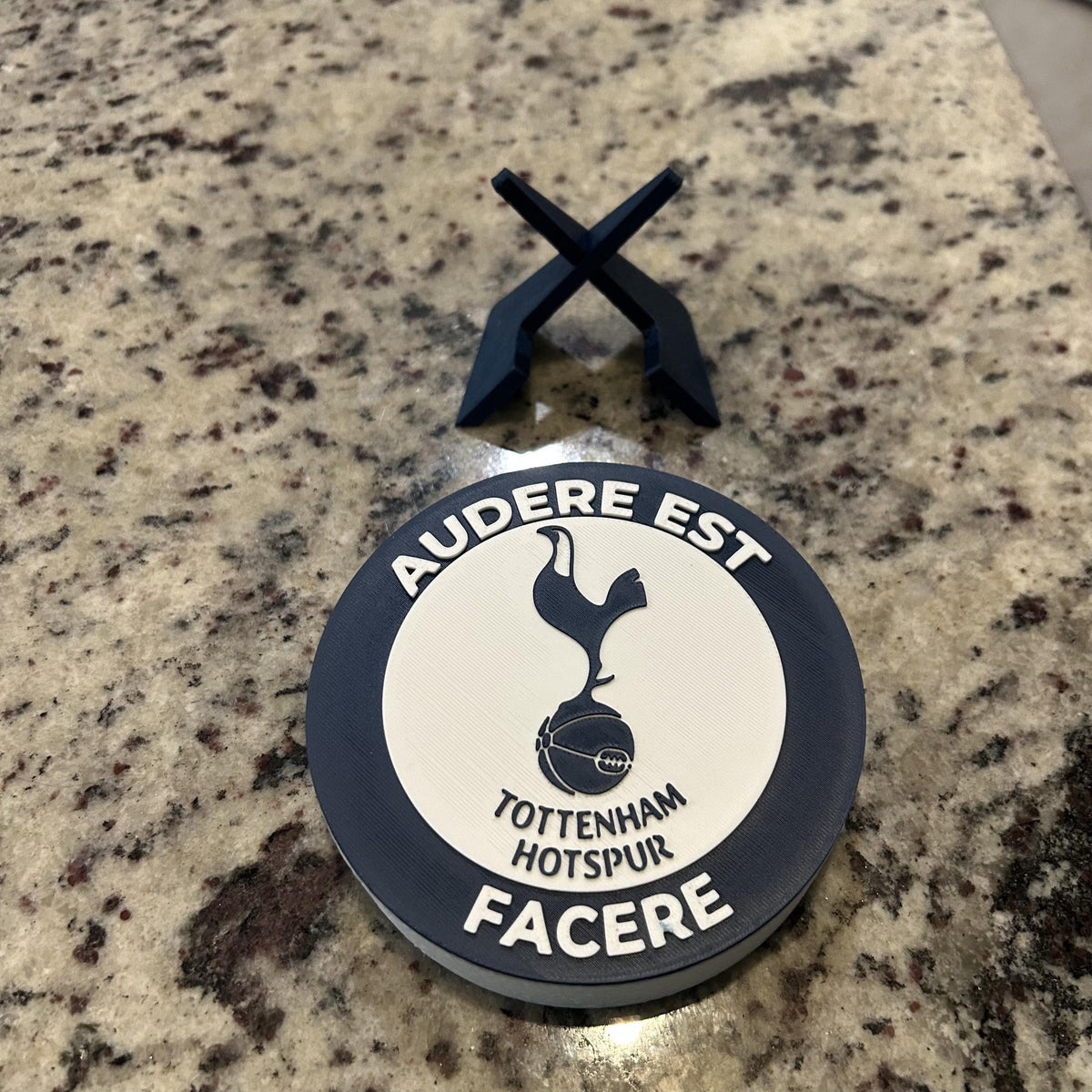 Tottenham Hotspur Personalized Roundel Display & Stash Box with stand; 3D printed fan gift, made in USA