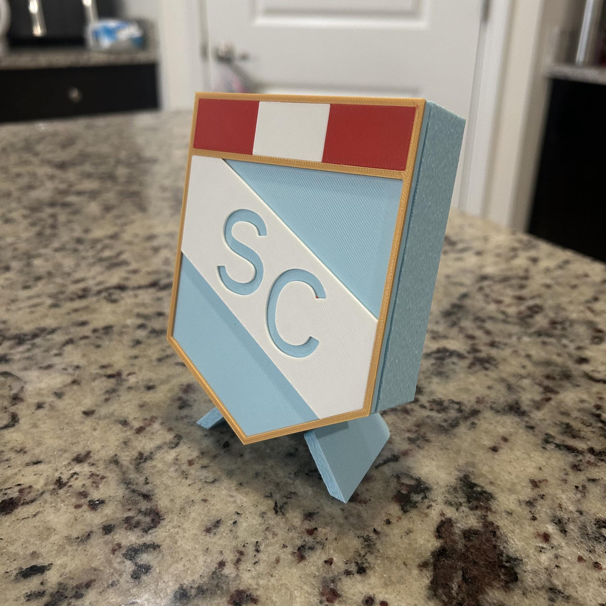 Sporting Cristal 3D Printed Crest Display with Stand; 3D printed fan gift, made in USA