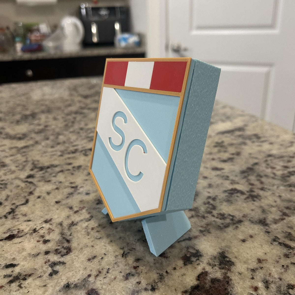 Sporting Cristal 3D Printed Crest Display with Stand; 3D printed fan gift, made in USA