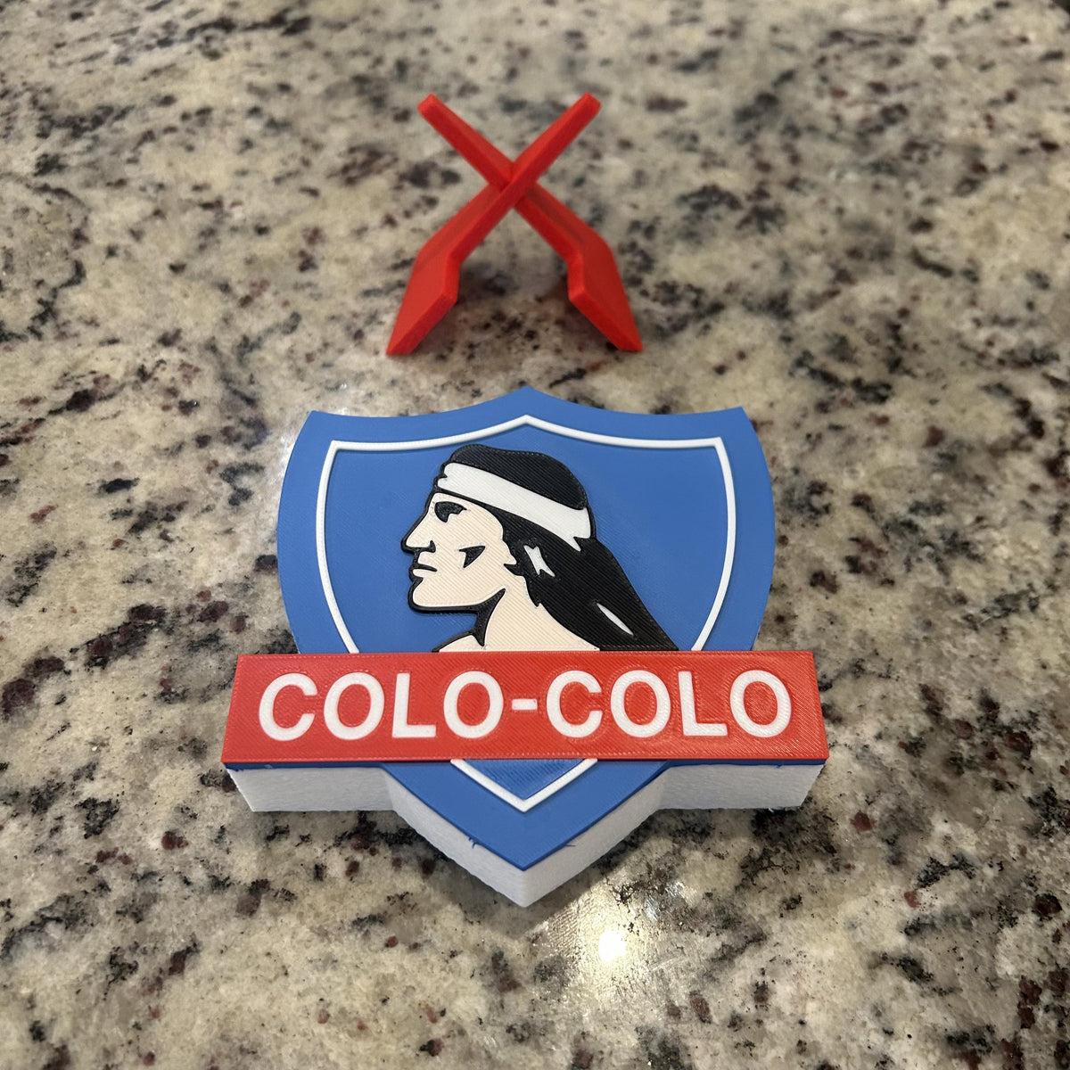 Colo-Colo 3D Printed Crest Display with Stand; 3D printed fan gift, made in USA