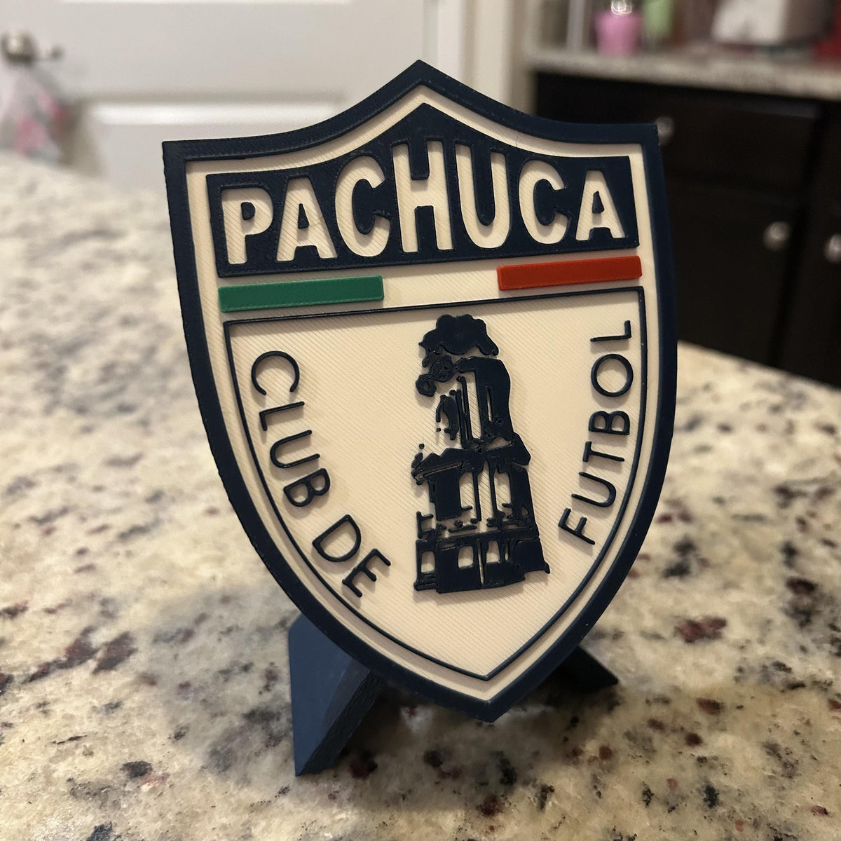 Club de Futbol Pachuca 3D Crest Display with Stand & Stash Box; 3D printed fan gift, made in USA