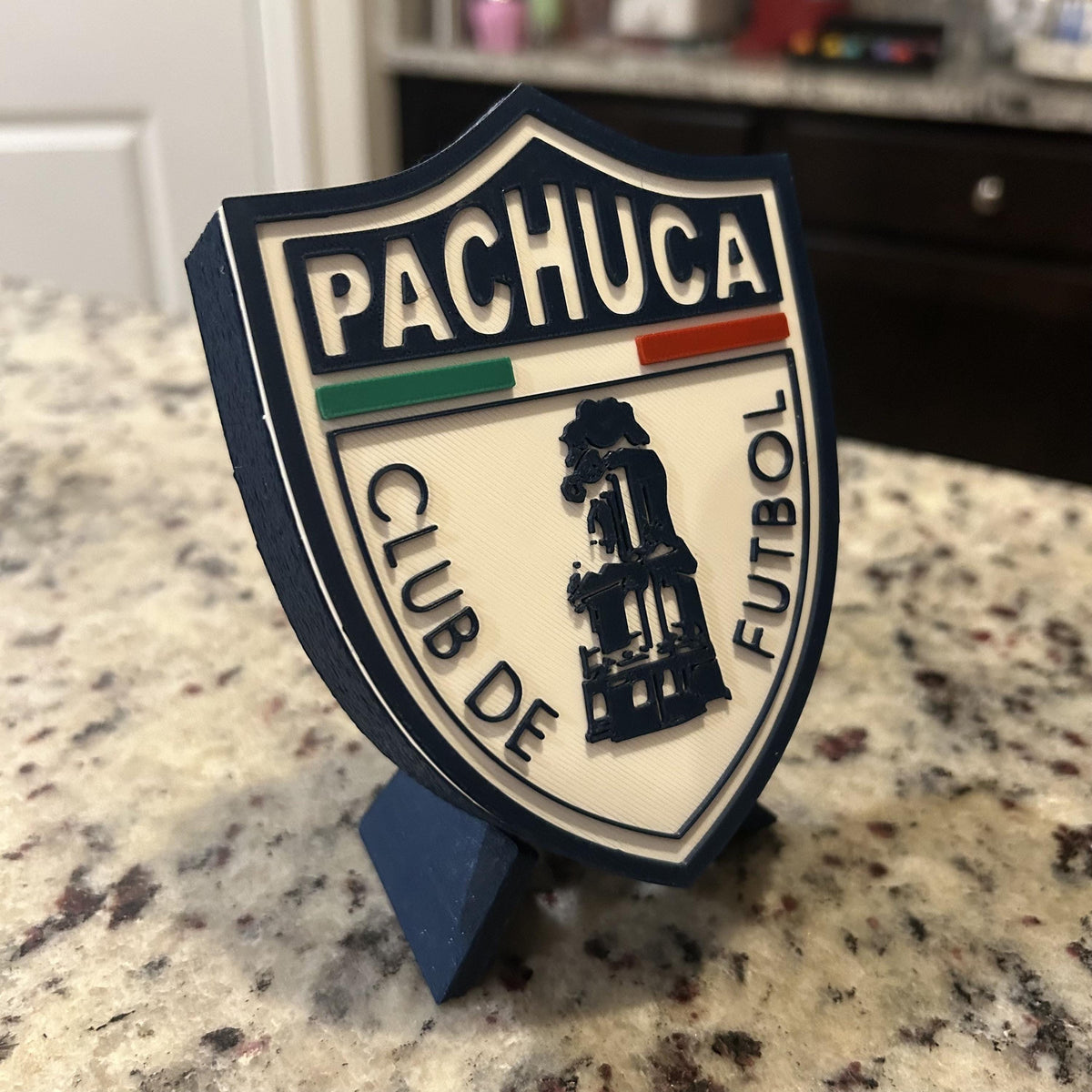 Club de Futbol Pachuca 3D Crest Display with Stand & Stash Box; 3D printed fan gift, made in USA