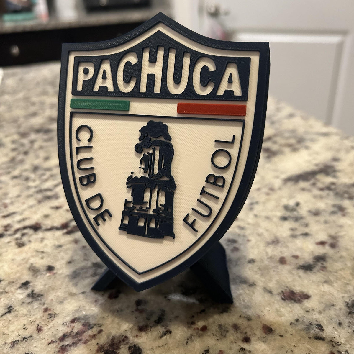 Club de Futbol Pachuca 3D Crest Display with Stand & Stash Box; 3D printed fan gift, made in USA