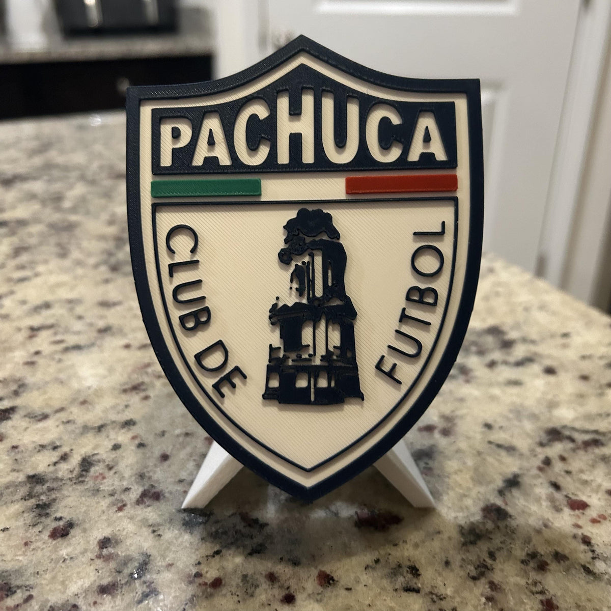 Club de Futbol Pachuca 3D Crest Display with Stand & Stash Box; 3D printed fan gift, made in USA