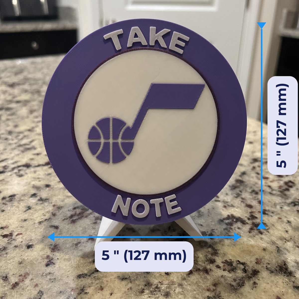 Utah Jazz Personalized Roundel Display with Stand & Stash Box; 3D printed fan gift, made in USA