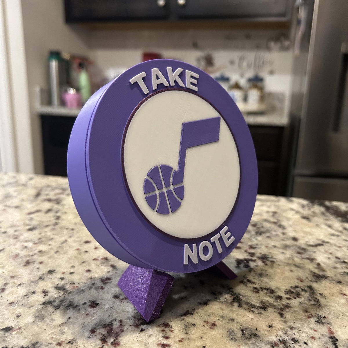Utah Jazz Personalized Roundel Display with Stand & Stash Box; 3D printed fan gift, made in USA