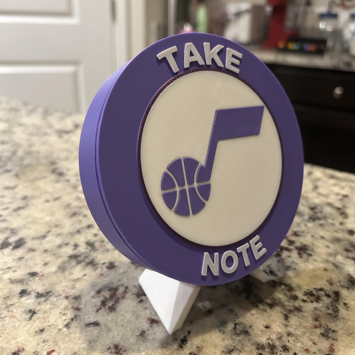 Utah Jazz Personalized Roundel Display with Stand & Stash Box; 3D printed fan gift, made in USA