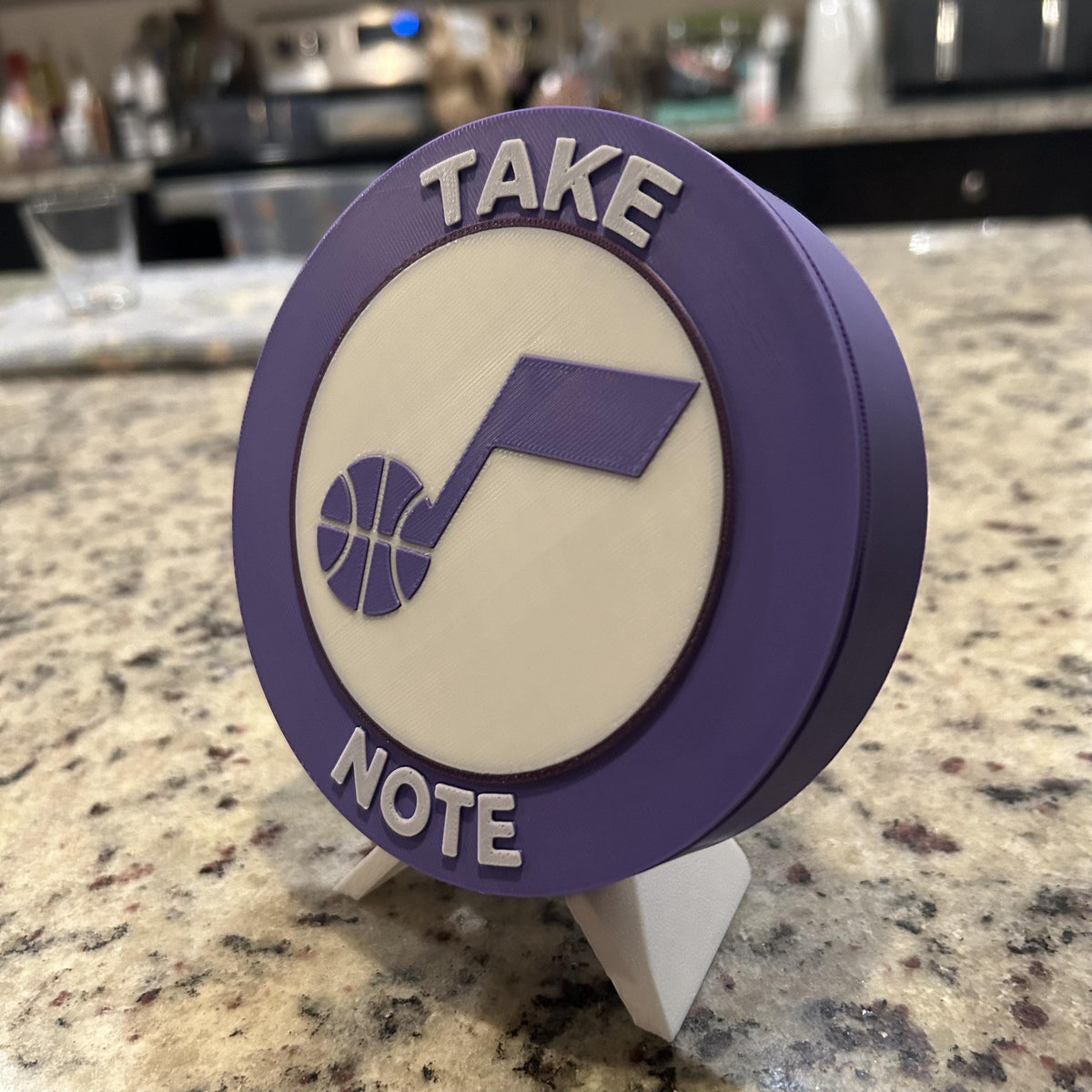 Utah Jazz Personalized Roundel Display with Stand & Stash Box; 3D printed fan gift, made in USA