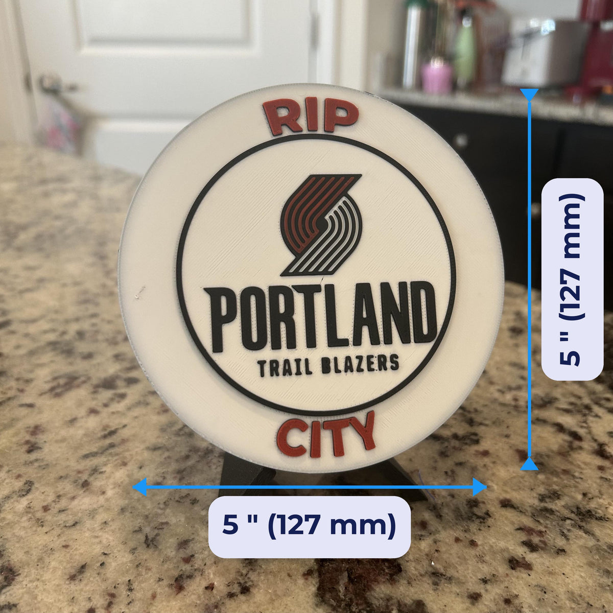 Portland Trail Blazers Personalized Roundel Display with Stand & Stash Box; 3D printed fan gift, made in USA