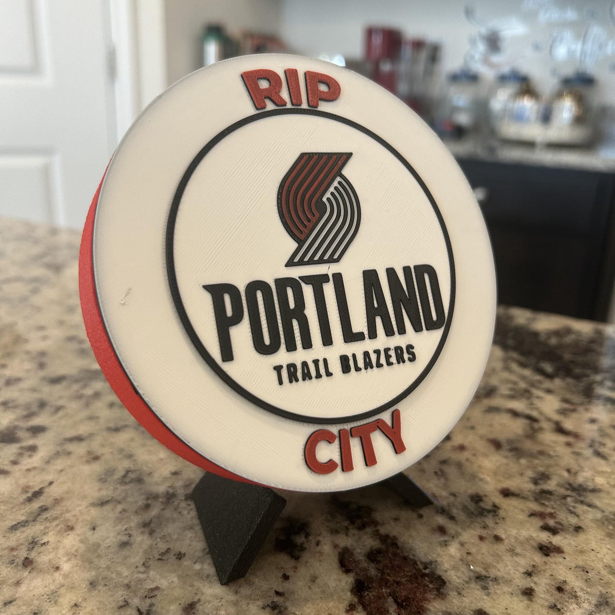 Portland Trail Blazers Personalized Roundel Display with Stand & Stash Box; 3D printed fan gift, made in USA