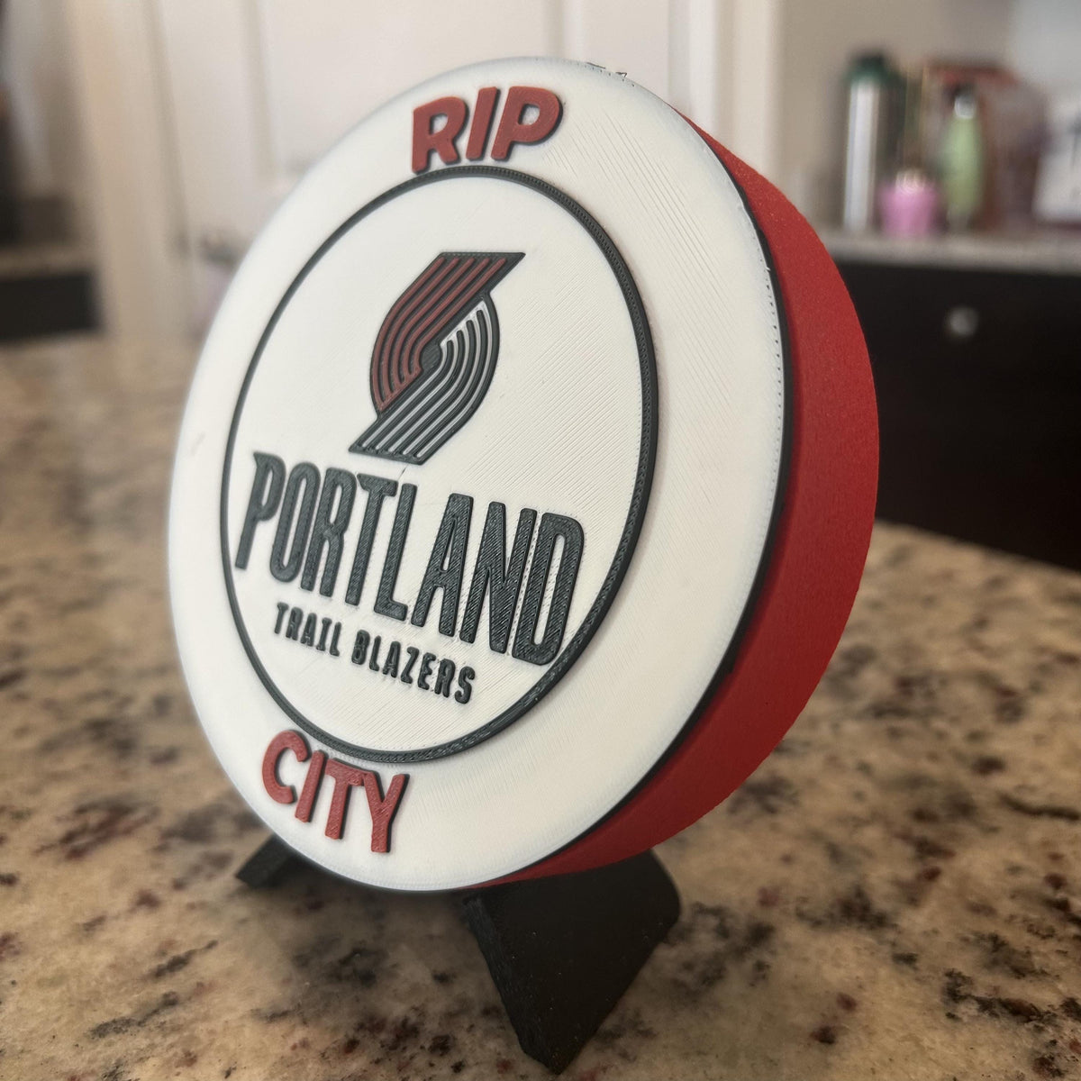 Portland Trail Blazers Personalized Roundel Display with Stand & Stash Box; 3D printed fan gift, made in USA