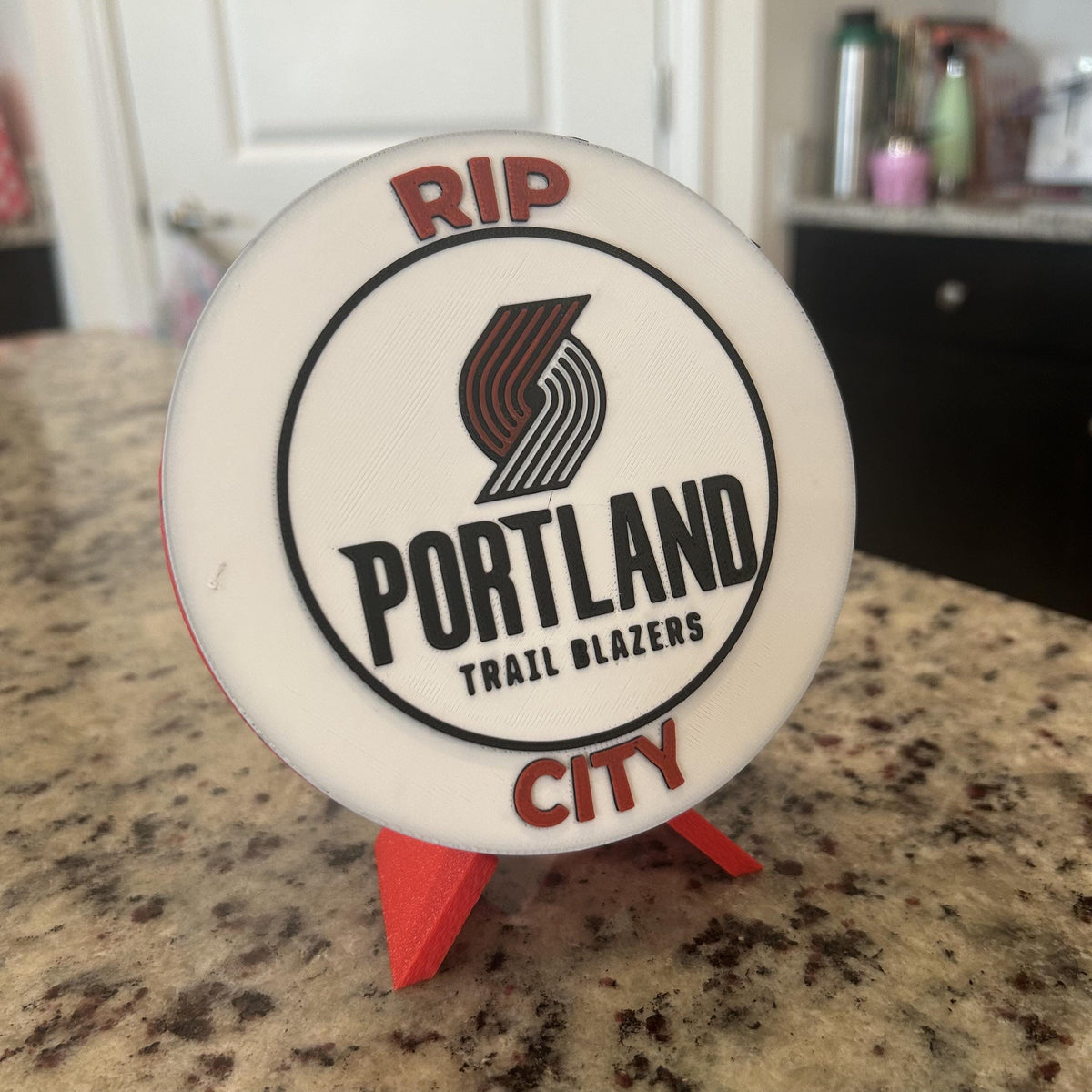 Portland Trail Blazers Personalized Roundel Display with Stand & Stash Box; 3D printed fan gift, made in USA