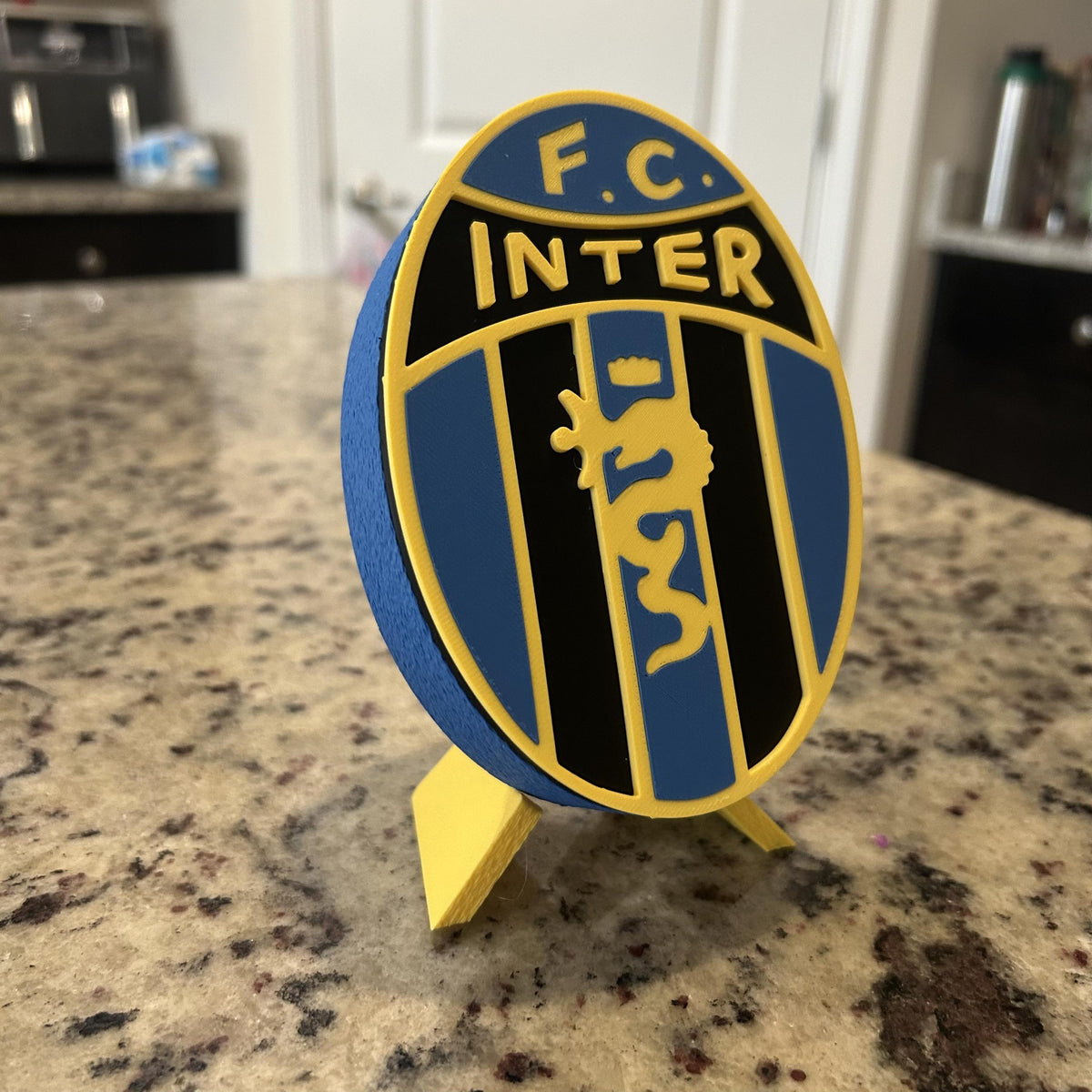 Inter Milan Vintage Crest 1960-1963 with stand; 3D printed fan gift, made in USA