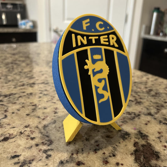 Inter Milan Vintage Crest 1960-1963 with stand; 3D printed fan gift, made in USA