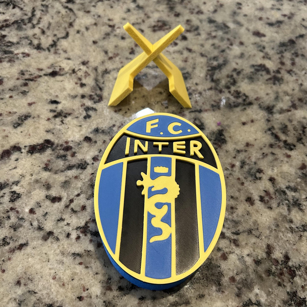 Inter Milan Vintage Crest 1960-1963 with stand; 3D printed fan gift, made in USA