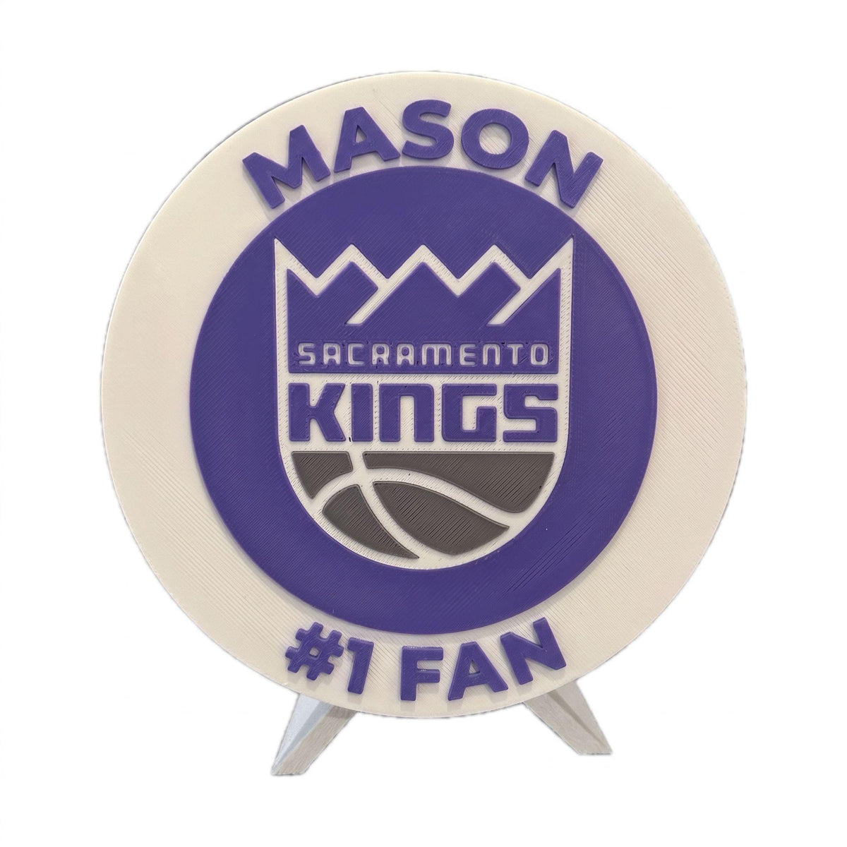 Sacramento Kings Personalized Roundel Display with Stand & Stash Box; 3D printed fan gift, made in USA