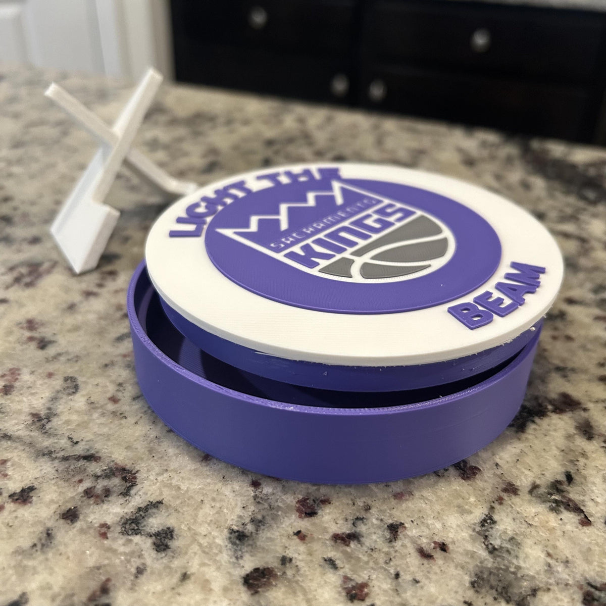 Sacramento Kings Personalized Roundel Display with Stand & Stash Box; 3D printed fan gift, made in USA
