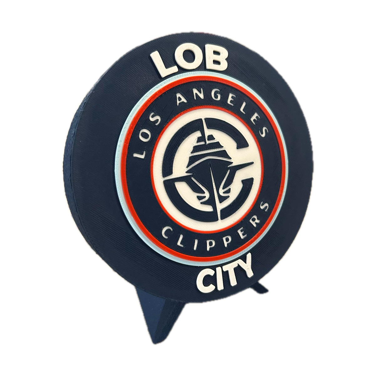 Los Angeles Clippers Personalized Roundel Display with Stand & Stash Box; 3D printed fan gift, made in USA