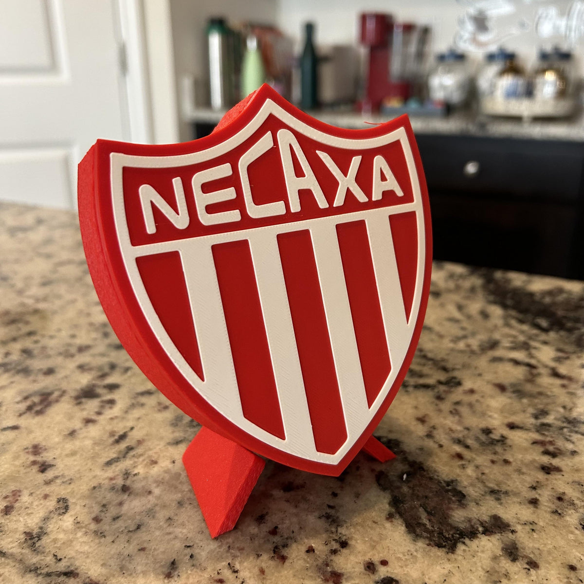 Club Necaxa 3D Printed Crest Display with Stand; 3D printed fan gift, made in USA