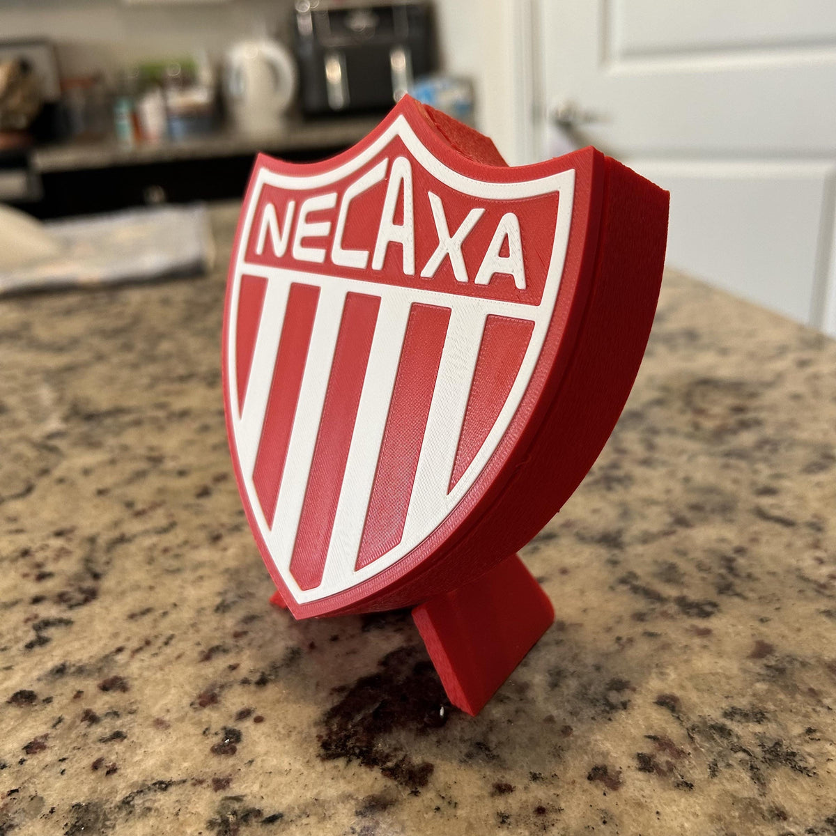 Club Necaxa 3D Printed Crest Display with Stand; 3D printed fan gift, made in USA