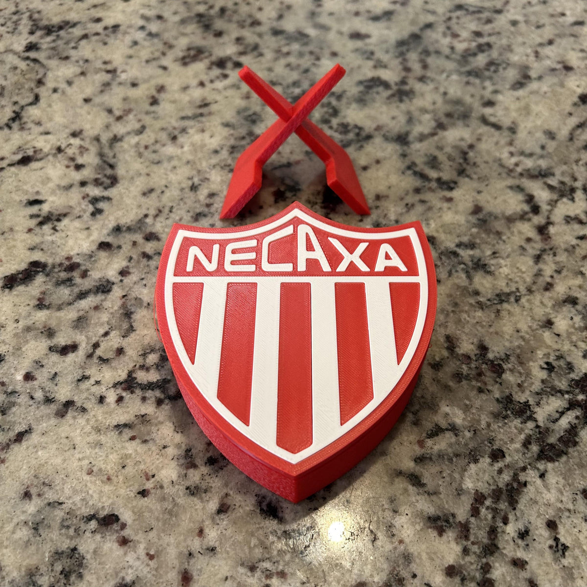 Club Necaxa 3D Printed Crest Display with Stand; 3D printed fan gift, made in USA