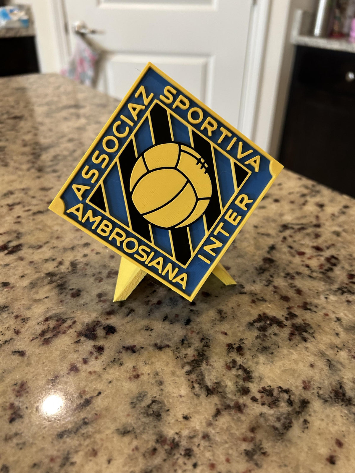 Inter Milan Vintage Crest 1933-1945 with stand; 3D printed fan gift, made in USA