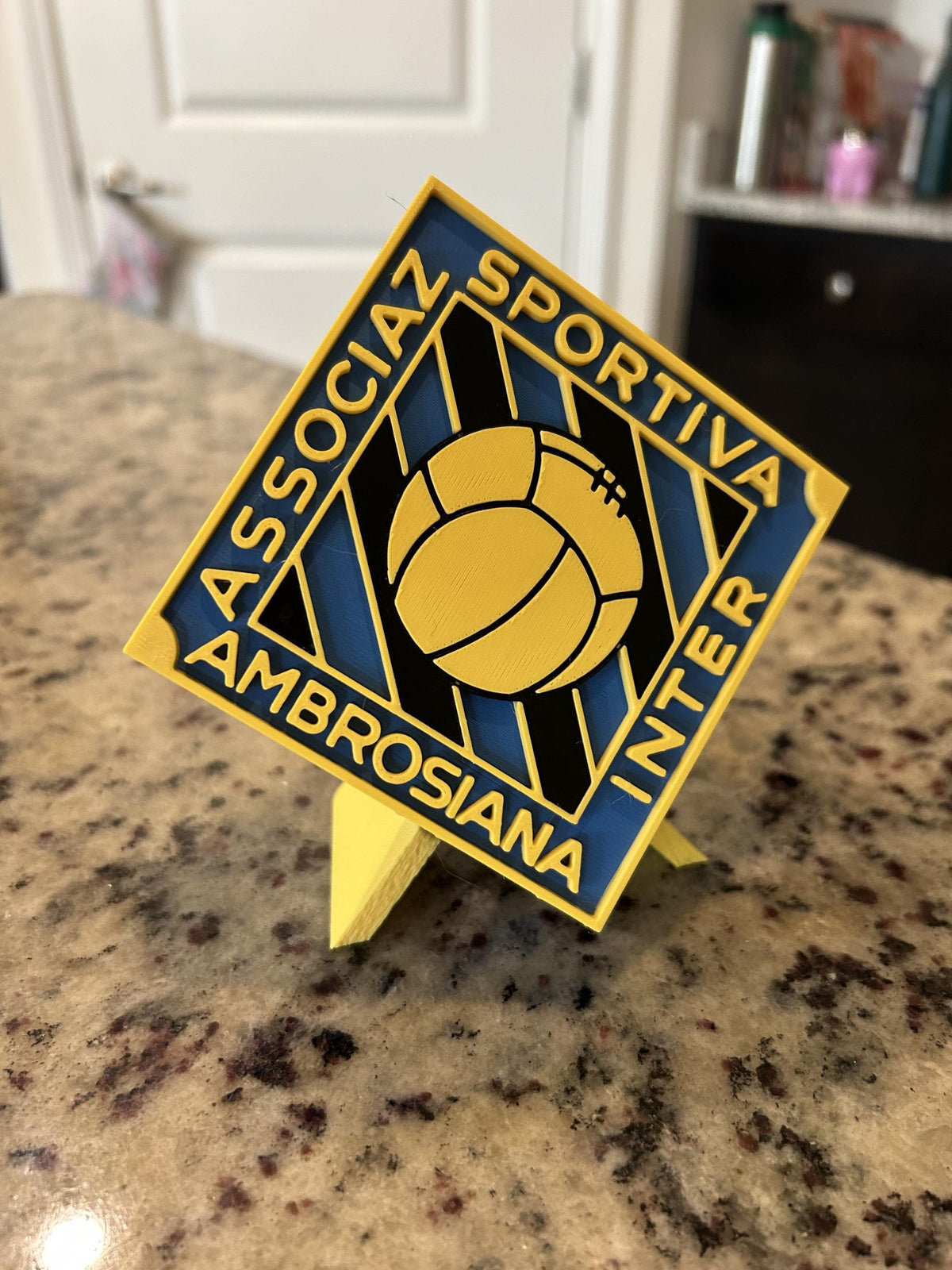 Inter Milan Vintage Crest 1933-1945 with stand; 3D printed fan gift, made in USA