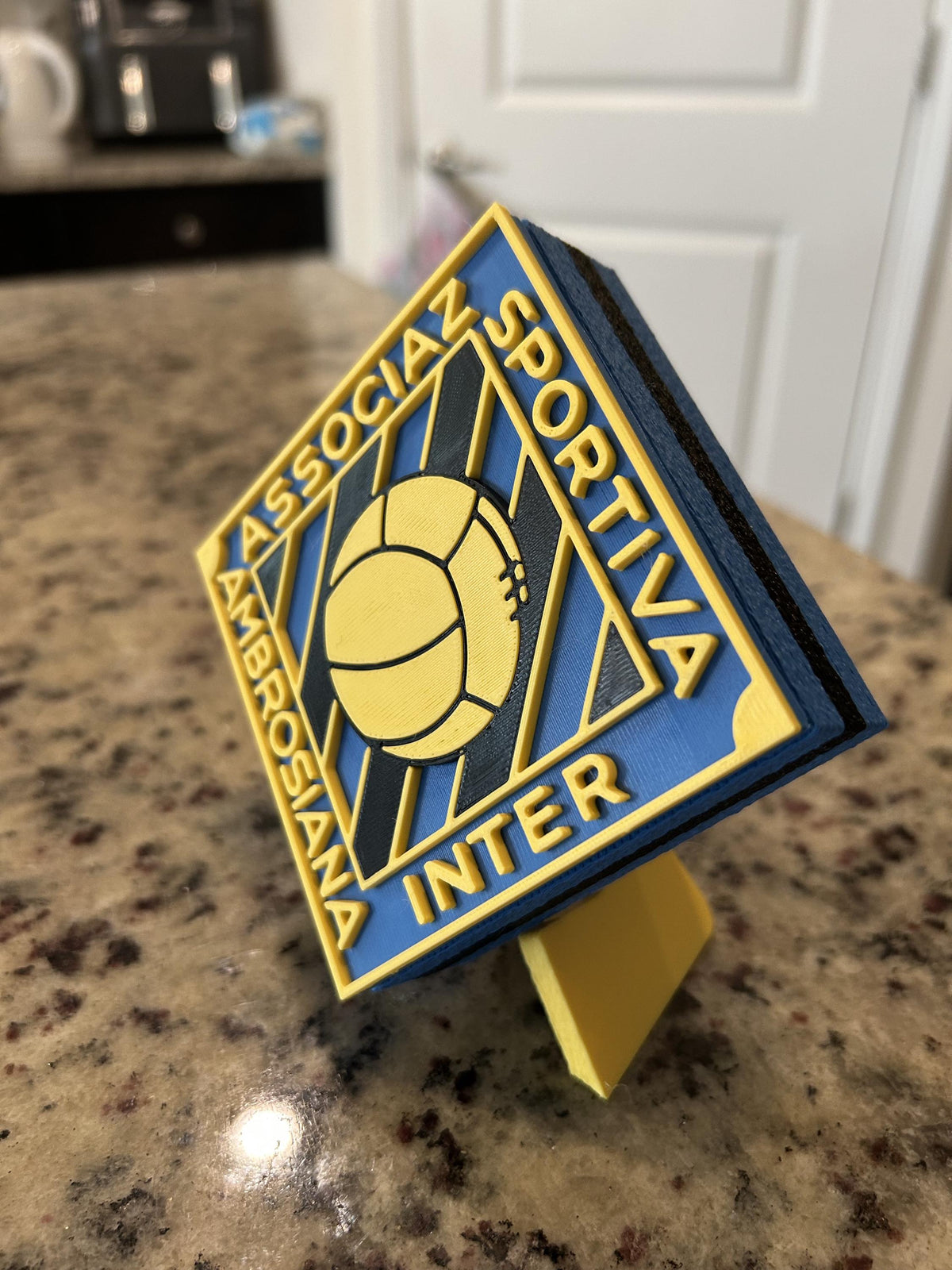 Inter Milan Vintage Crest 1933-1945 with stand; 3D printed fan gift, made in USA