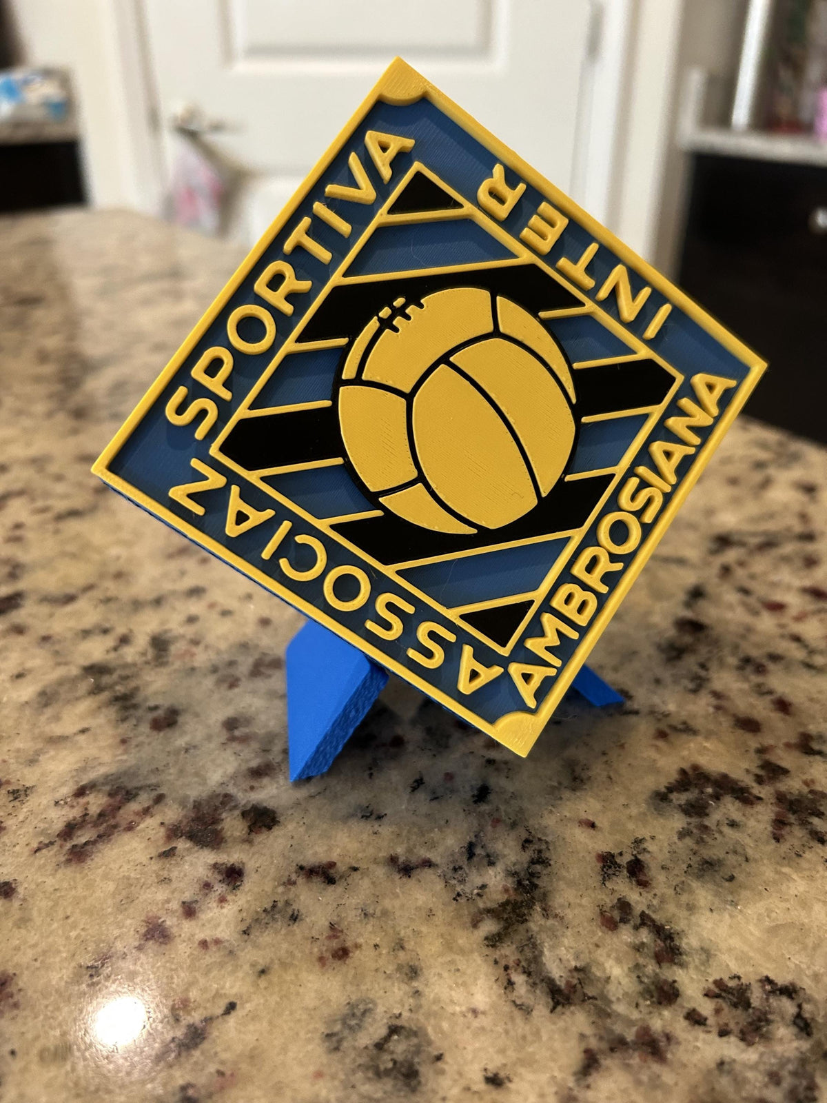 Inter Milan Vintage Crest 1933-1945 with stand; 3D printed fan gift, made in USA