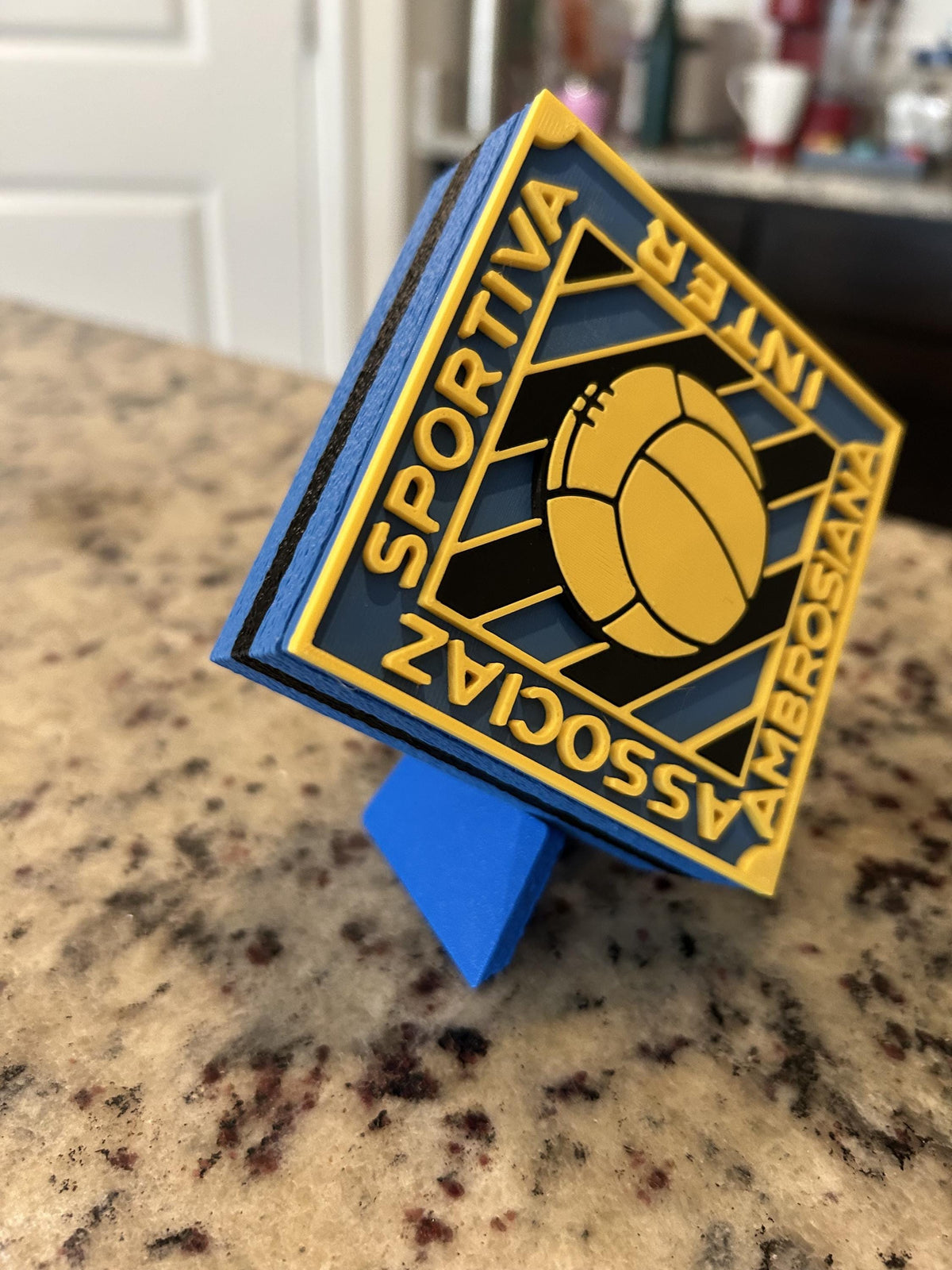 Inter Milan Vintage Crest 1933-1945 with stand; 3D printed fan gift, made in USA