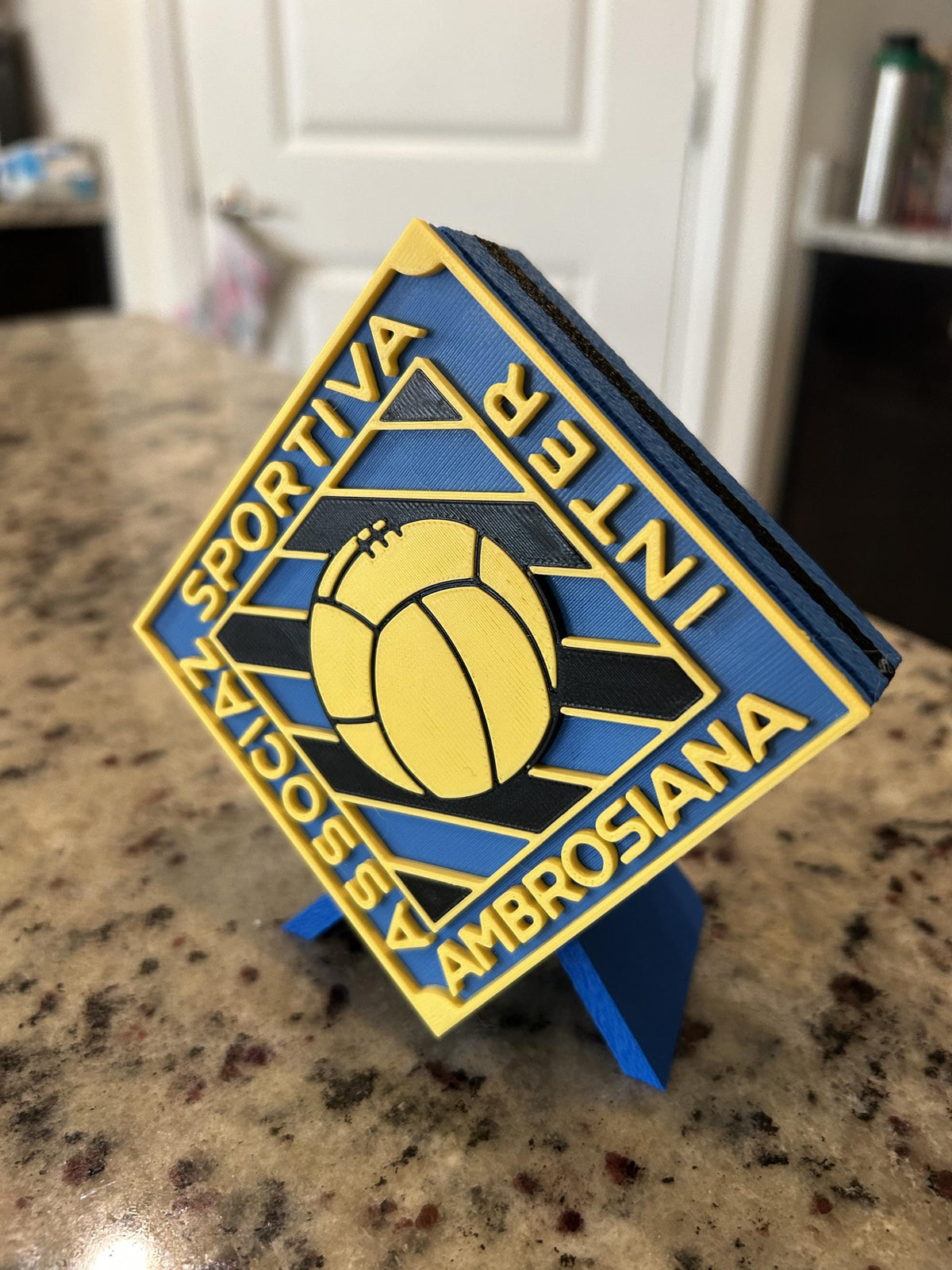Inter Milan Vintage Crest 1933-1945 with stand; 3D printed fan gift, made in USA