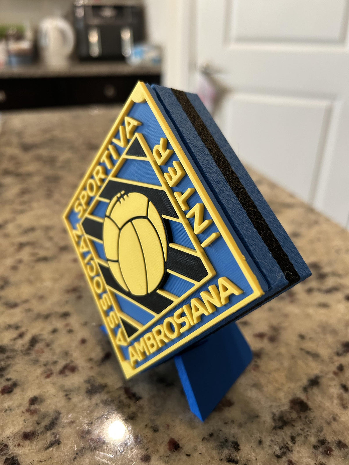 Inter Milan Vintage Crest 1933-1945 with stand; 3D printed fan gift, made in USA