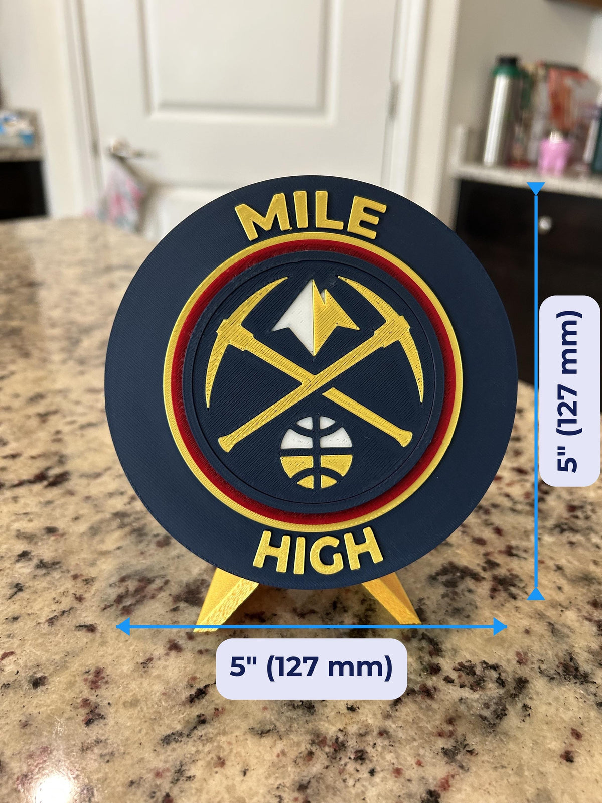 Denver Nuggets Personalized Roundel Display with Stand; 3D printed fan gift, made in USA