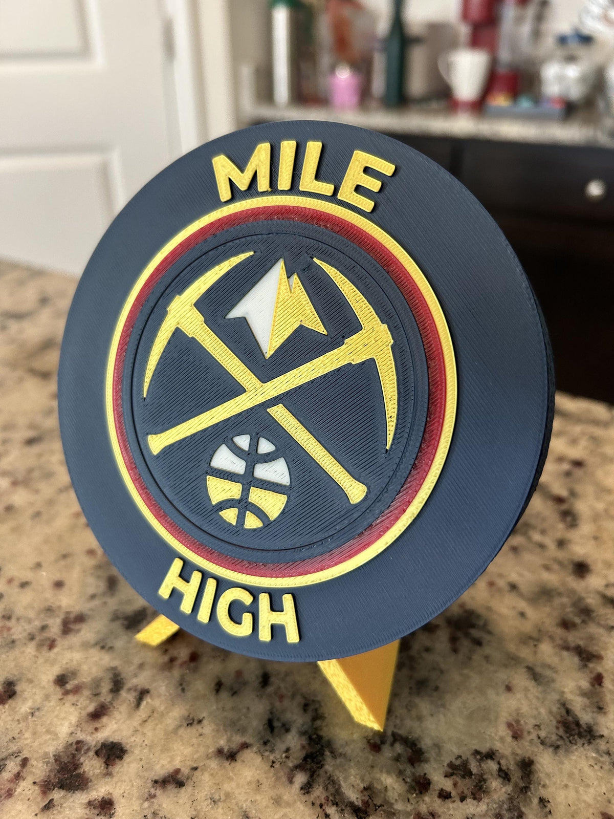 Denver Nuggets Personalized Roundel Display with Stand; 3D printed fan gift, made in USA