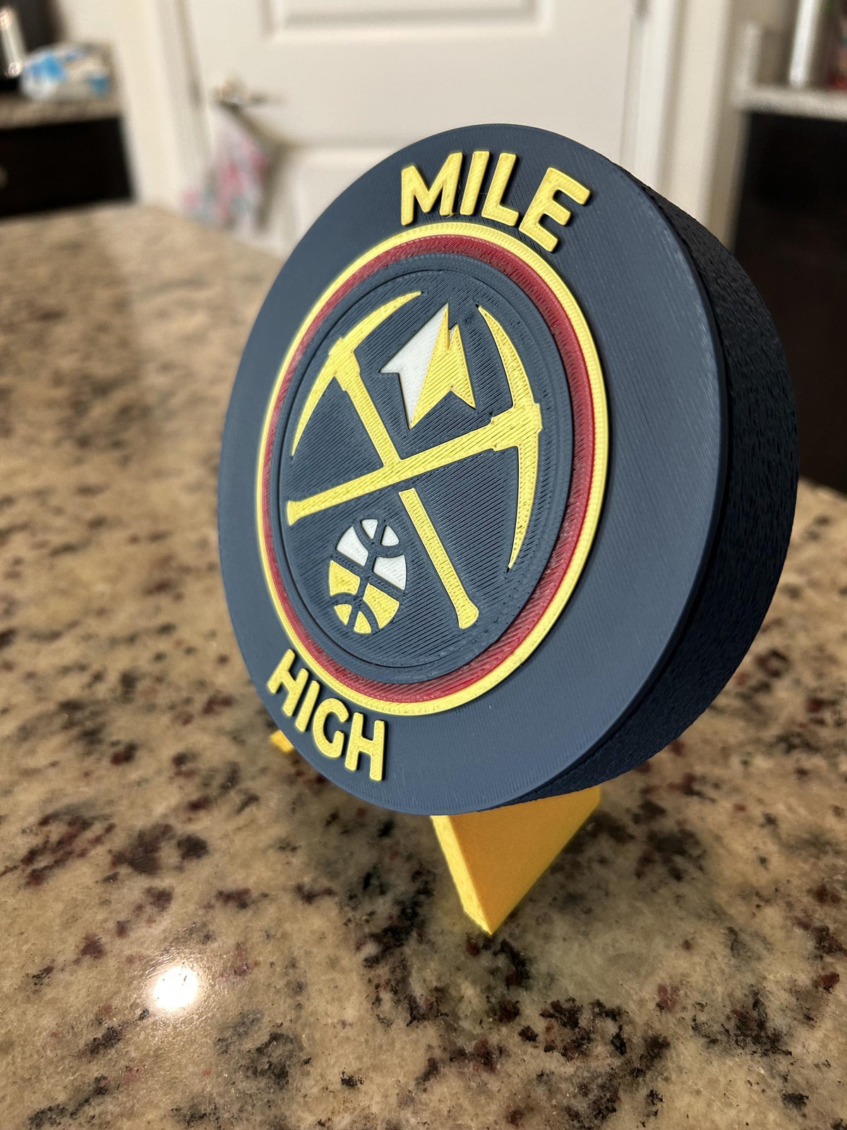 Denver Nuggets Personalized Roundel Display with Stand; 3D printed fan gift, made in USA