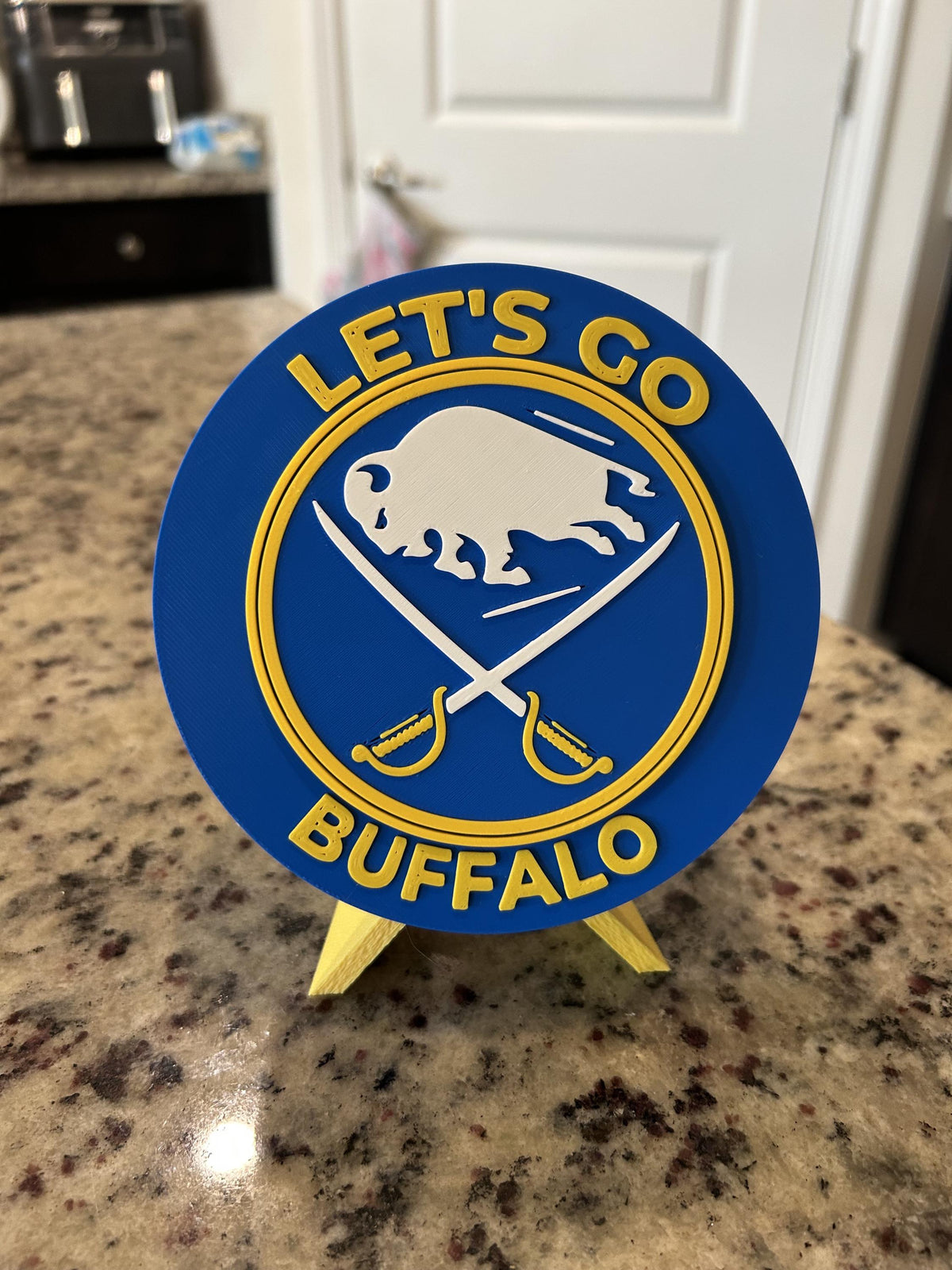 Buffalo Sabres Personalized Roundel Display with Stand; 3D printed fan gift, made in USA