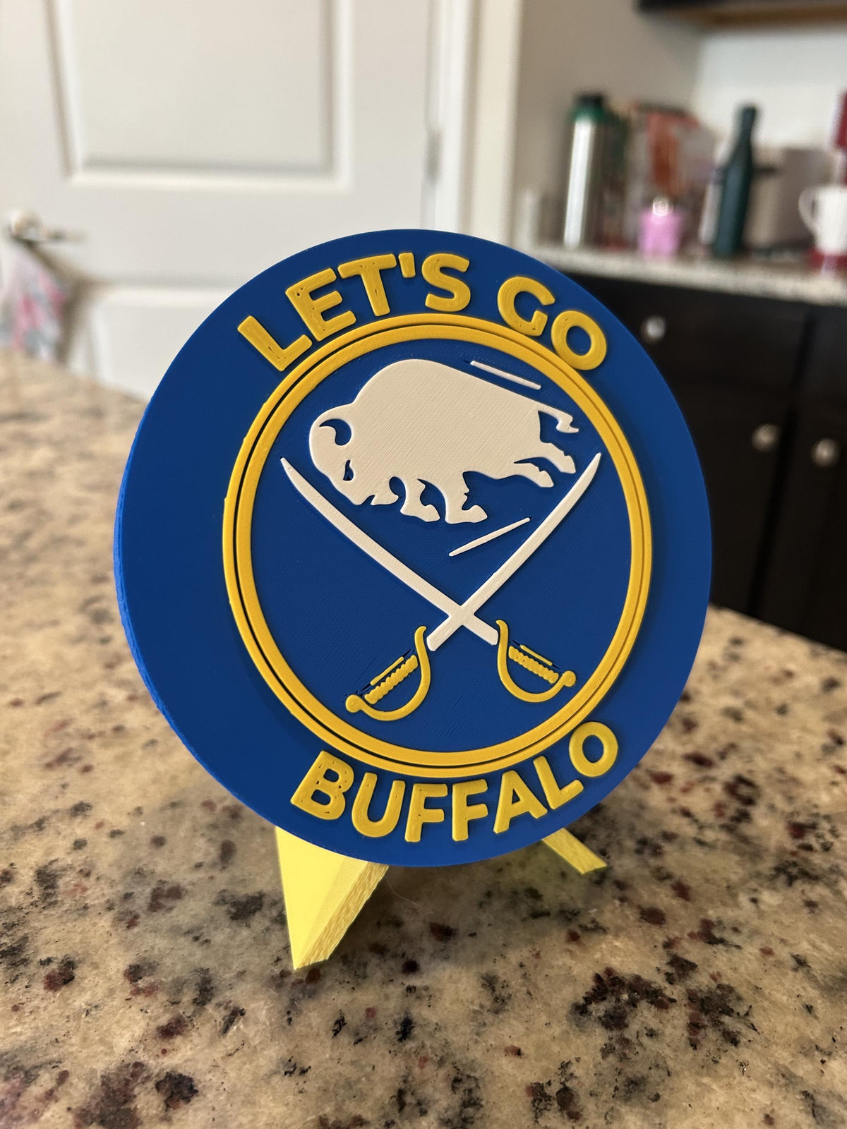 Buffalo Sabres Personalized Roundel Display with Stand; 3D printed fan gift, made in USA